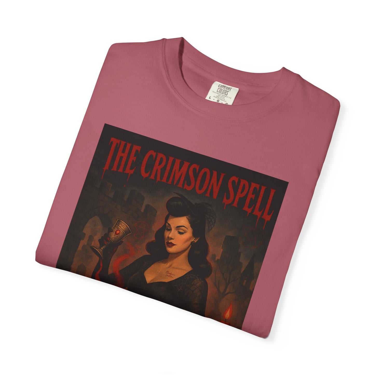 The Crimson Spell Halloween Unisex T-Shirt – Retro Witch Graphic Tee, Vintage Horror Spooky Top,  Scary Season Shirt - Madame Soulière