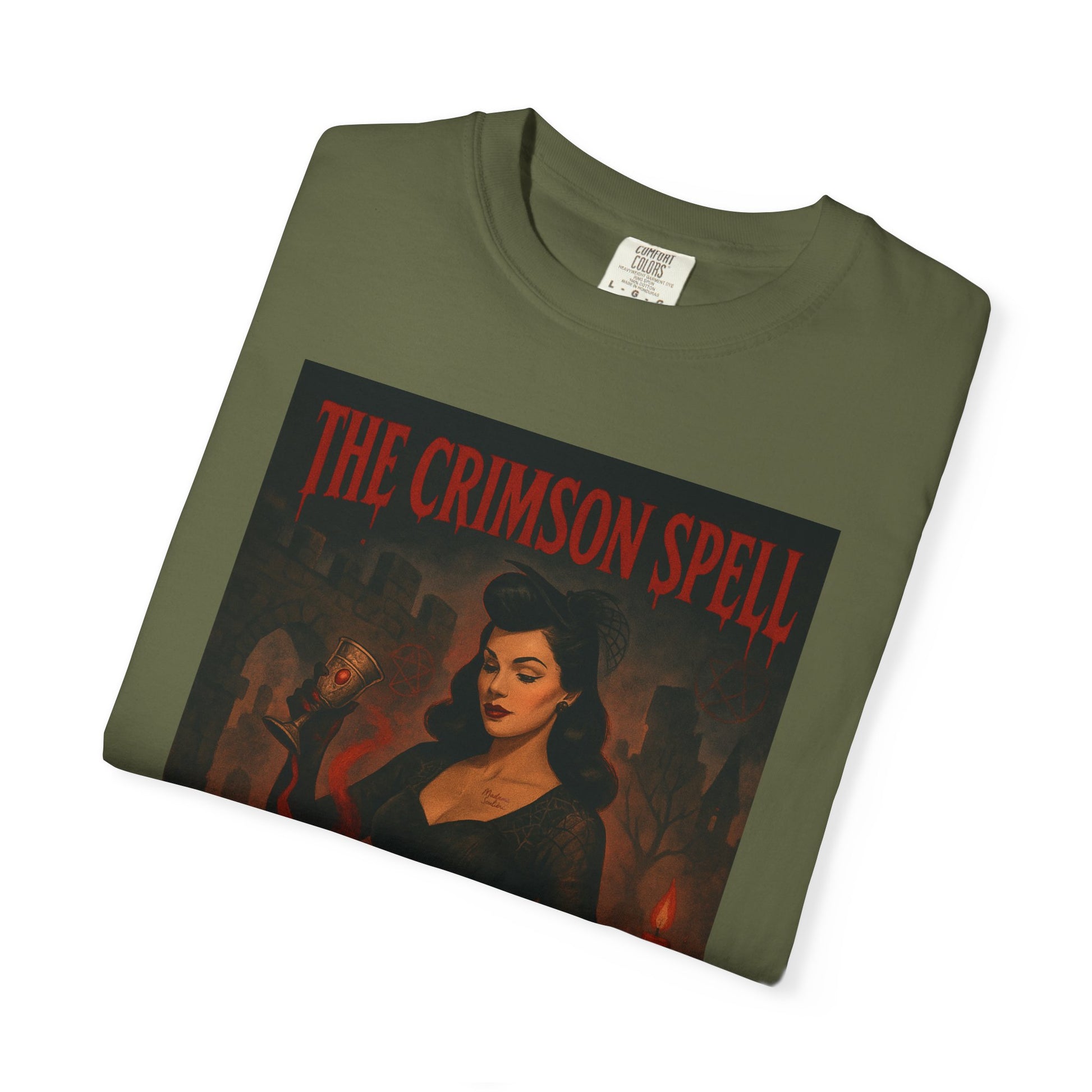 The Crimson Spell Halloween Unisex T-Shirt – Retro Witch Graphic Tee, Vintage Horror Spooky Top,  Scary Season Shirt - Madame Soulière