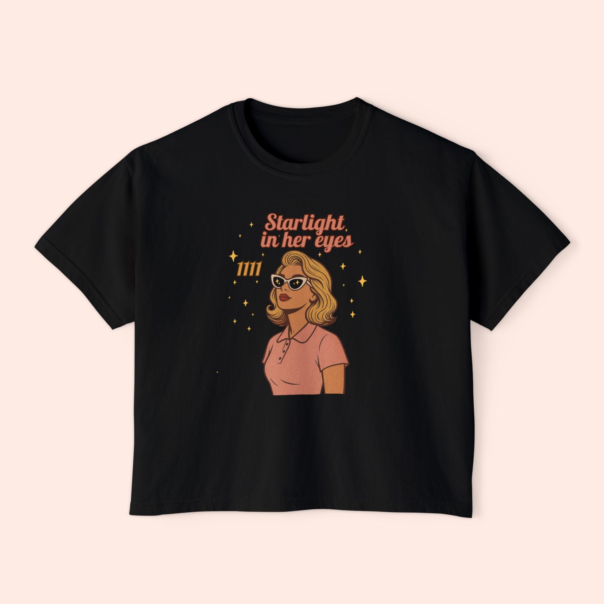 Starlight in Her Eyes 1111 – Retro Vintage Boxy T-Shirt