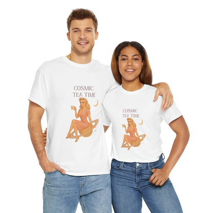Cosmic Tea Time 111 Unisex T-Shirt – Retro Vintage Graphic Tee, Angel Number Shirt, Spiritual Pin Up Top, Unisex Cosmic Vibes Tee - Madame Soulière