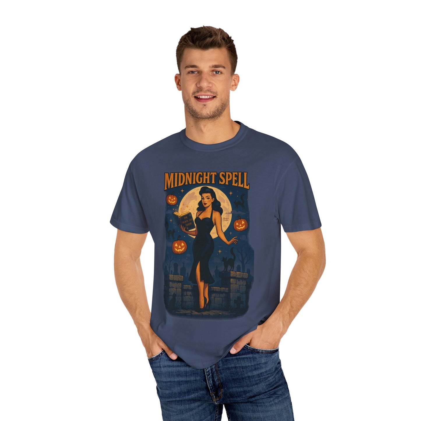 Midnight Spell Halloween Unisex T-Shirt – Retro Witch Graphic Tee, Vintage Spooky Horror Top, Scary Season Shirt - Madame Soulière