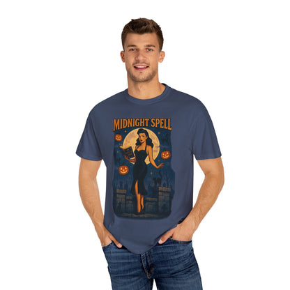 Midnight Spell Halloween Unisex T-Shirt – Retro Witch Graphic Tee, Vintage Spooky Horror Top, Scary Season Shirt - Madame Soulière