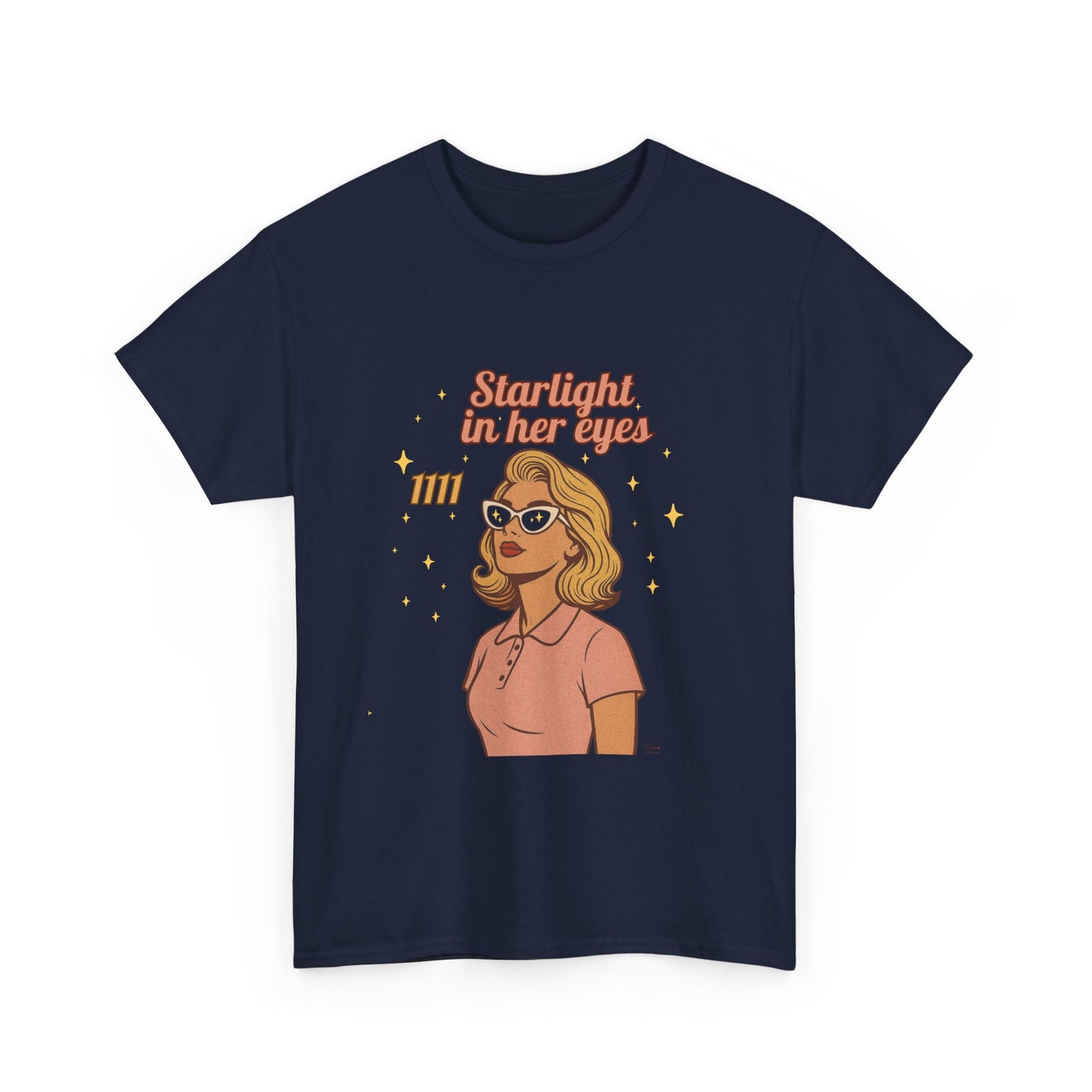 Starlight in Her Eyes – 1111 Angel Number Retro T-Shirt | Unisex Spiritual Vintage Tee - Madame Soulière