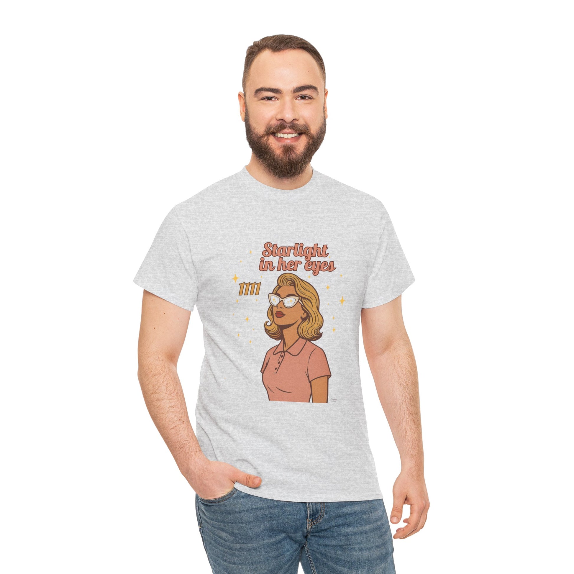 Starlight in Her Eyes – 1111 Angel Number Retro T-Shirt | Unisex Spiritual Vintage Tee - Madame Soulière