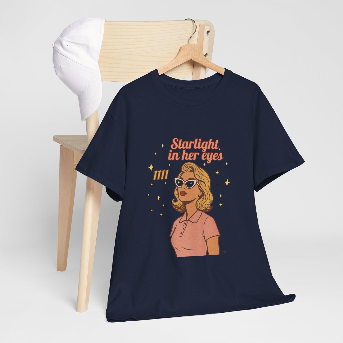 Starlight in Her Eyes – 1111 Angel Number Retro T-Shirt | Unisex Spiritual Vintage Tee - Madame Soulière