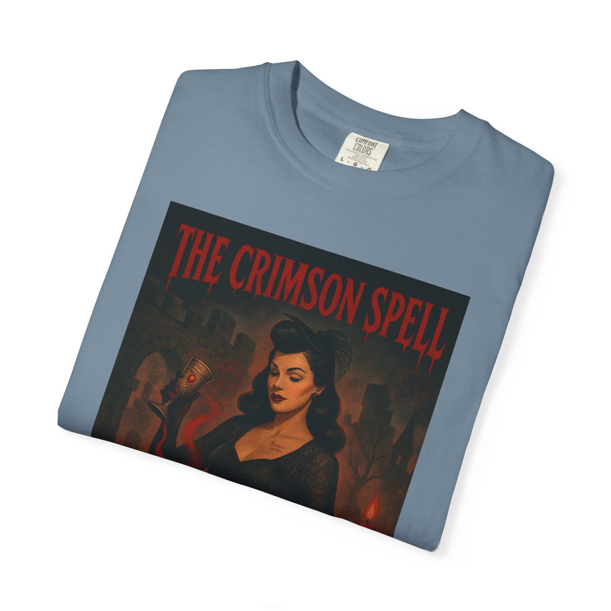 The Crimson Spell Halloween Unisex T-Shirt – Retro Witch Graphic Tee, Vintage Horror Spooky Top,  Scary Season Shirt - Madame Soulière
