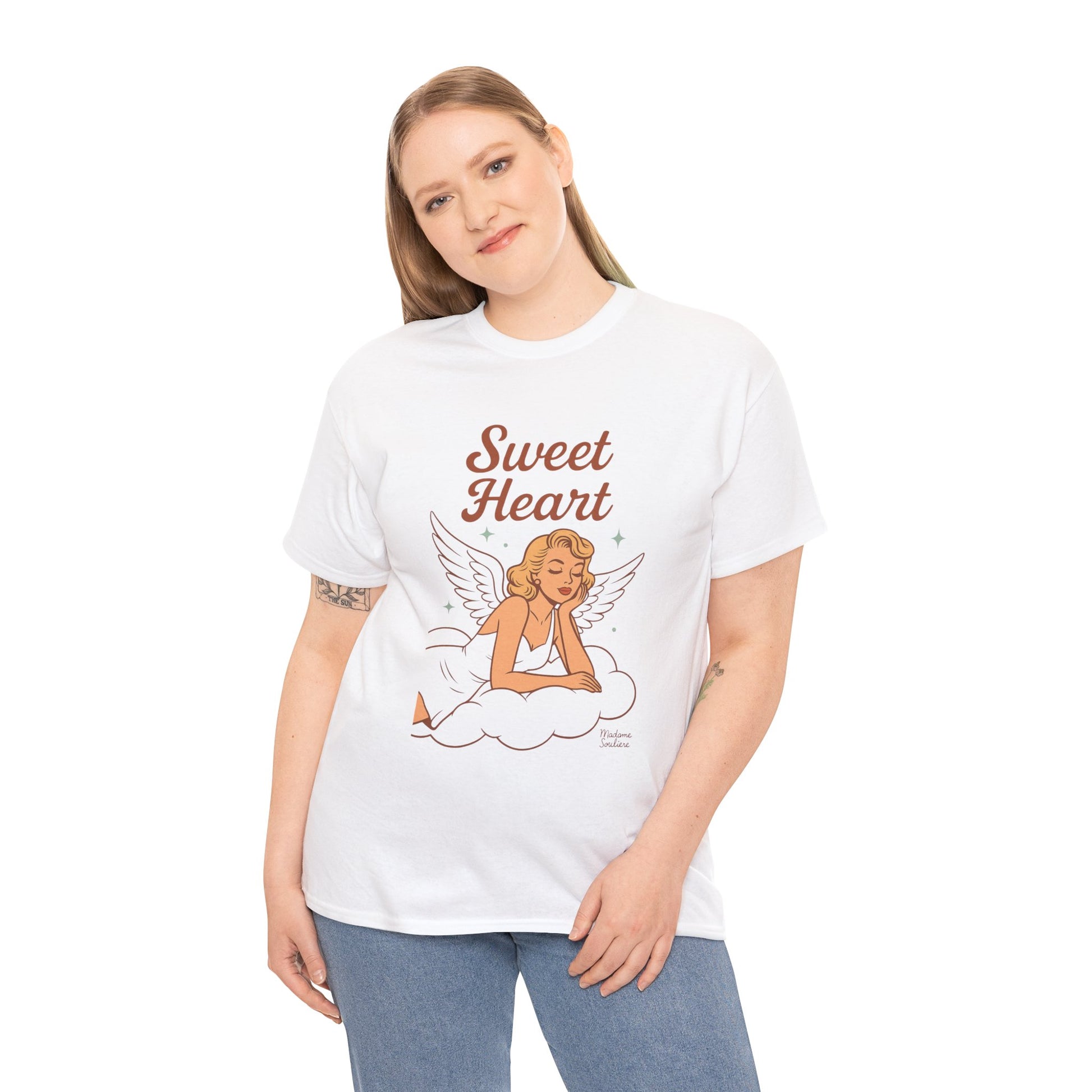 Sweet Heart Unisex T-Shirt – Retro Angel Graphic Tee, Vintage Pin Up Inspired Top, Feminine Heaven Sent Shirt - Madame Soulière