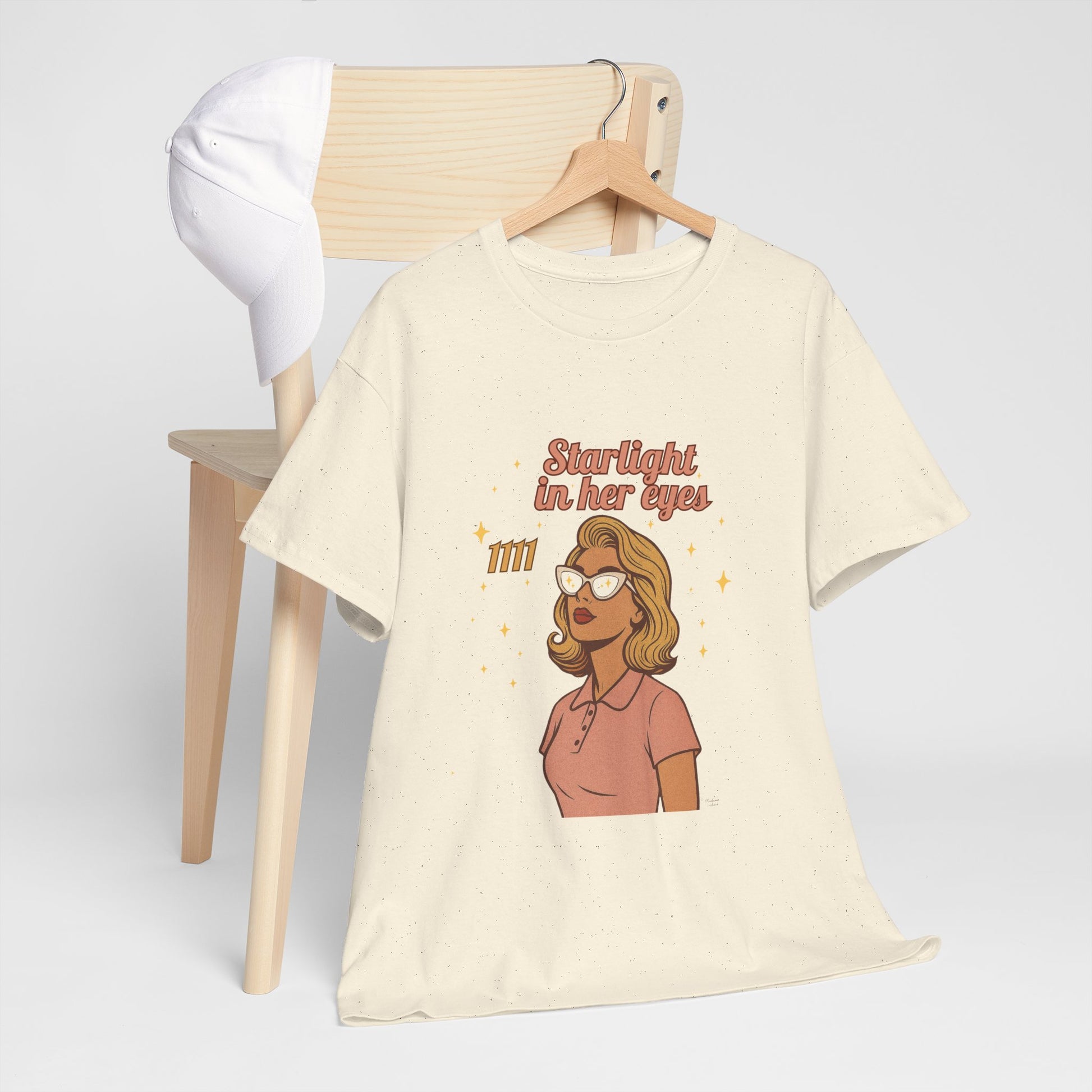Starlight in Her Eyes – 1111 Angel Number Retro T-Shirt | Unisex Spiritual Vintage Tee - Madame Soulière