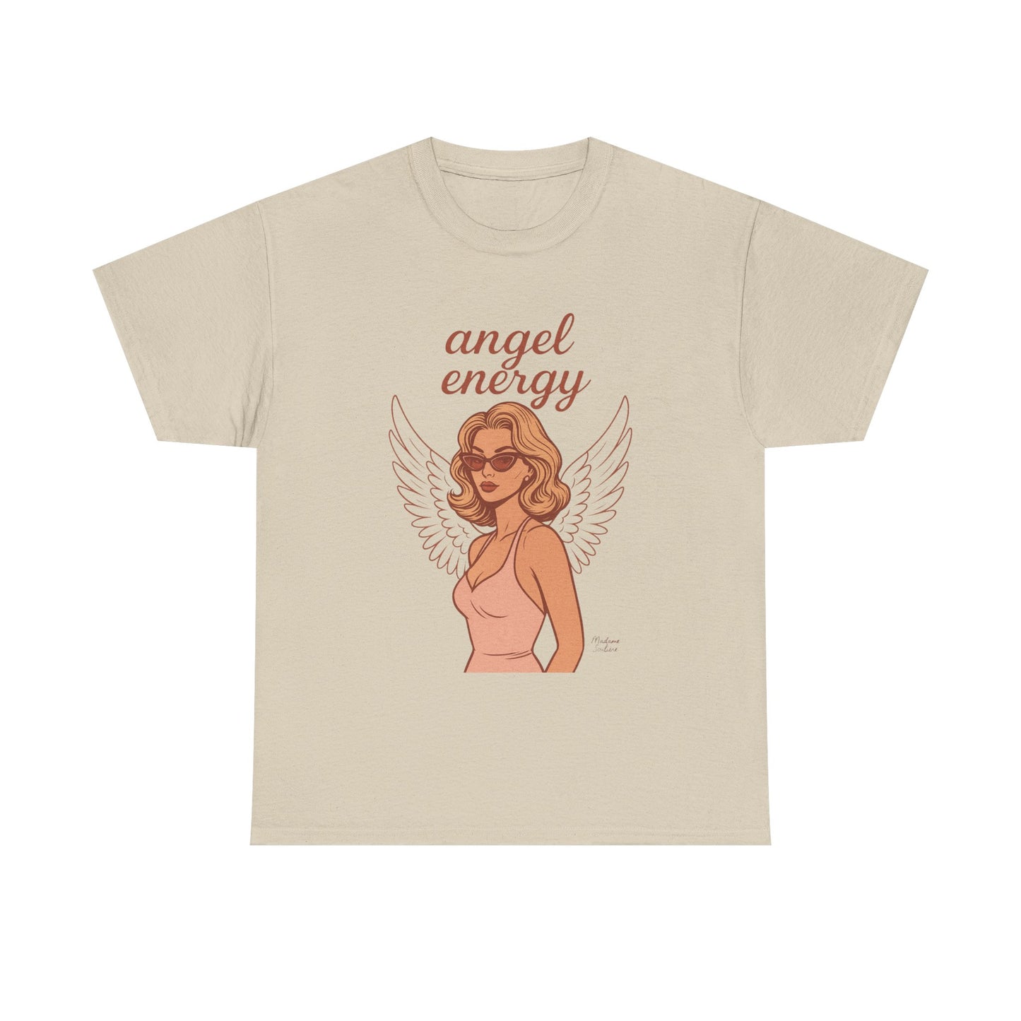 Angel Energy Unisex T-Shirt – Vintage Retro Graphic Tee, Spiritual Pin Up Shirt, Feminine Aesthetic Empowerment Top - Madame Soulière