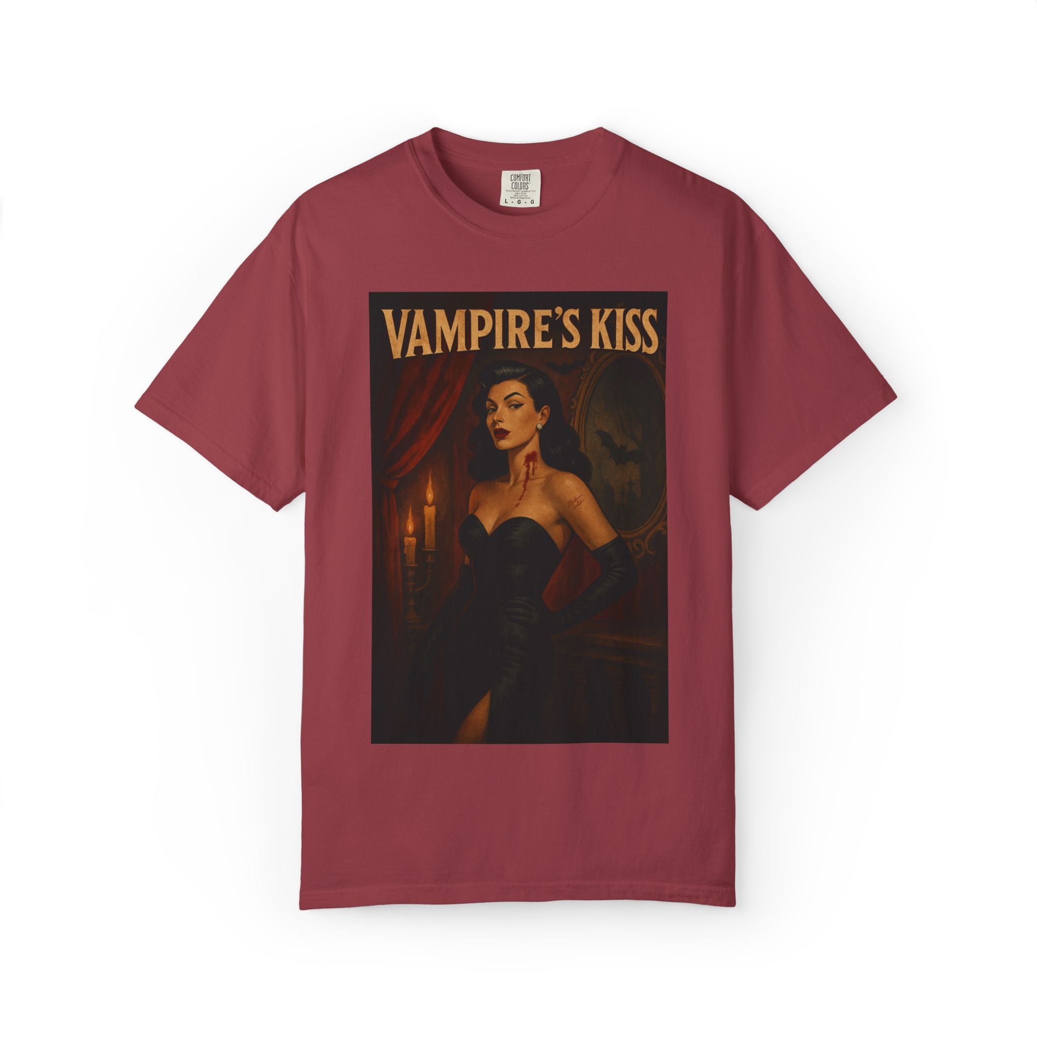 Vampire’s Kiss – Retro Pin-Up Vampire Unisex T-Shirt
