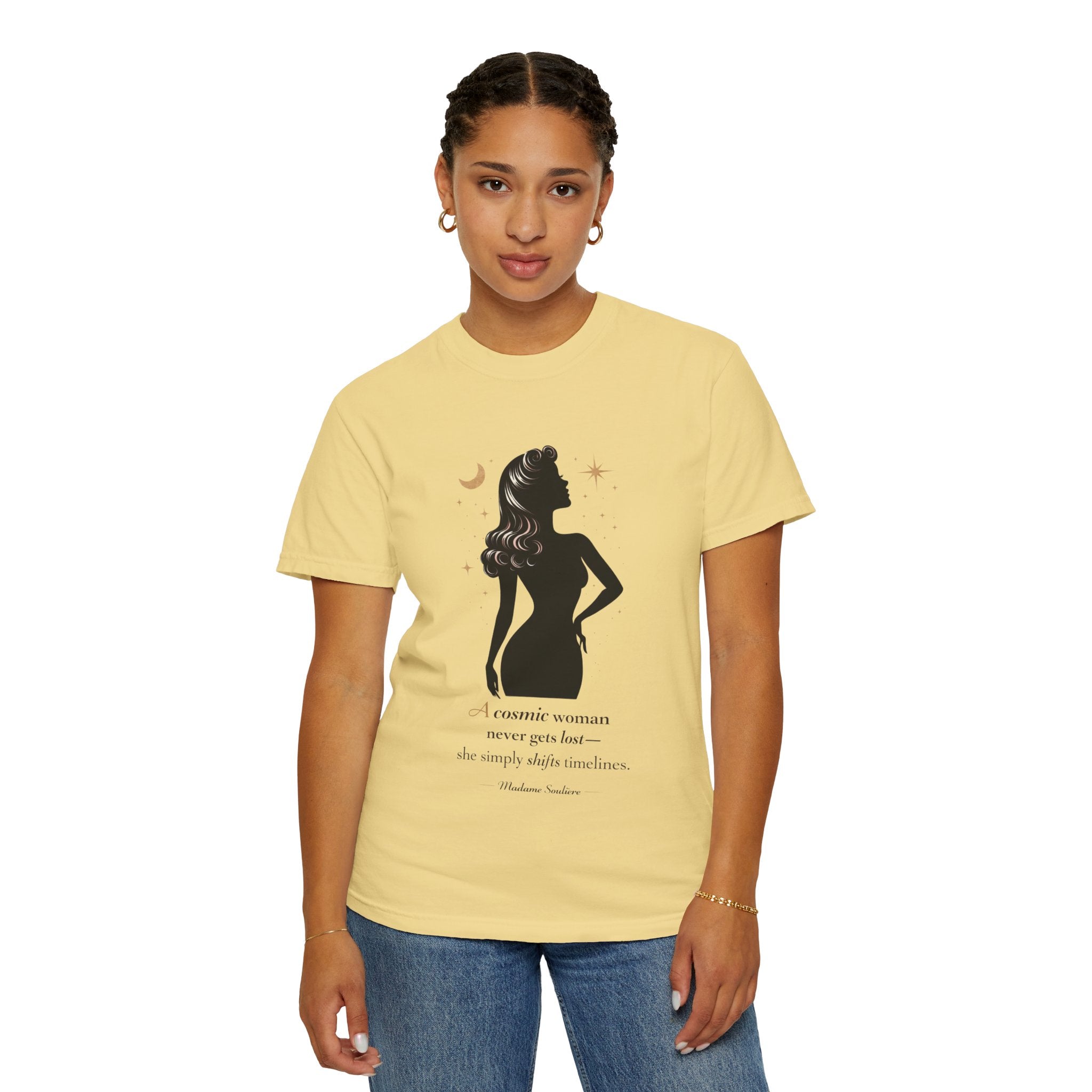 A Cosmic Woman Never Gets Lost – Vintage Feminine Cosmic T-Shirt