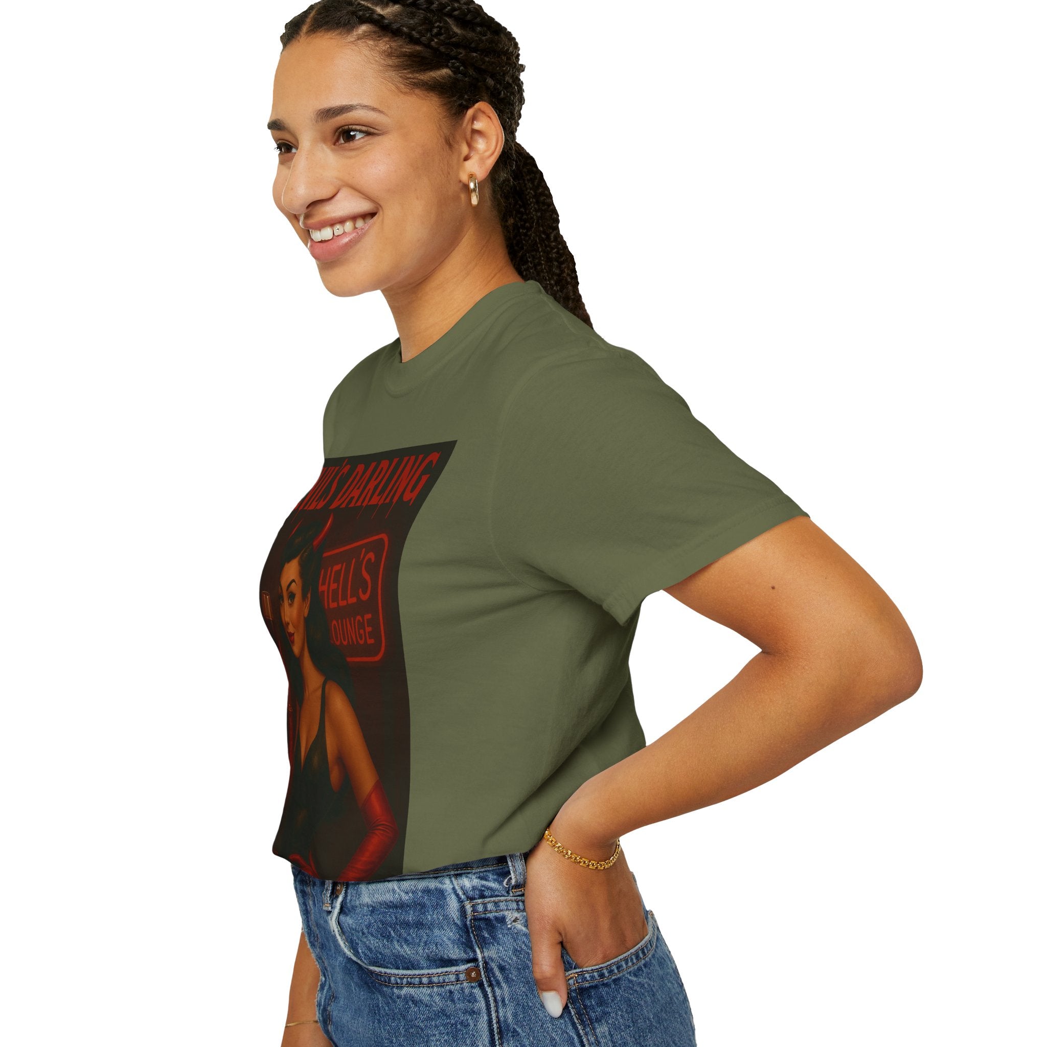 Devil’s Darling – Retro Pin-Up Devil Unisex T-Shirt