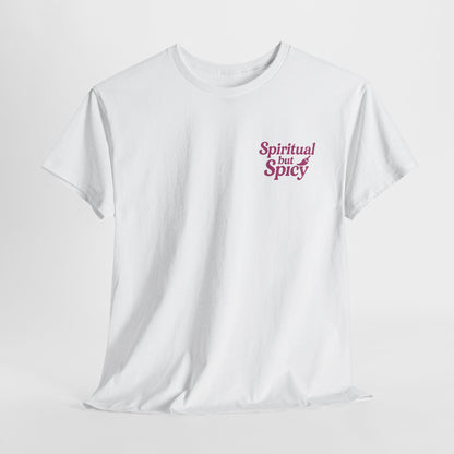 Spiritual but Spicy Unisex T-Shirt – Retro Mini Slogan Tee, Vintage Inspired Graphic Top, Feminine Statement Shirt - Madame Soulière