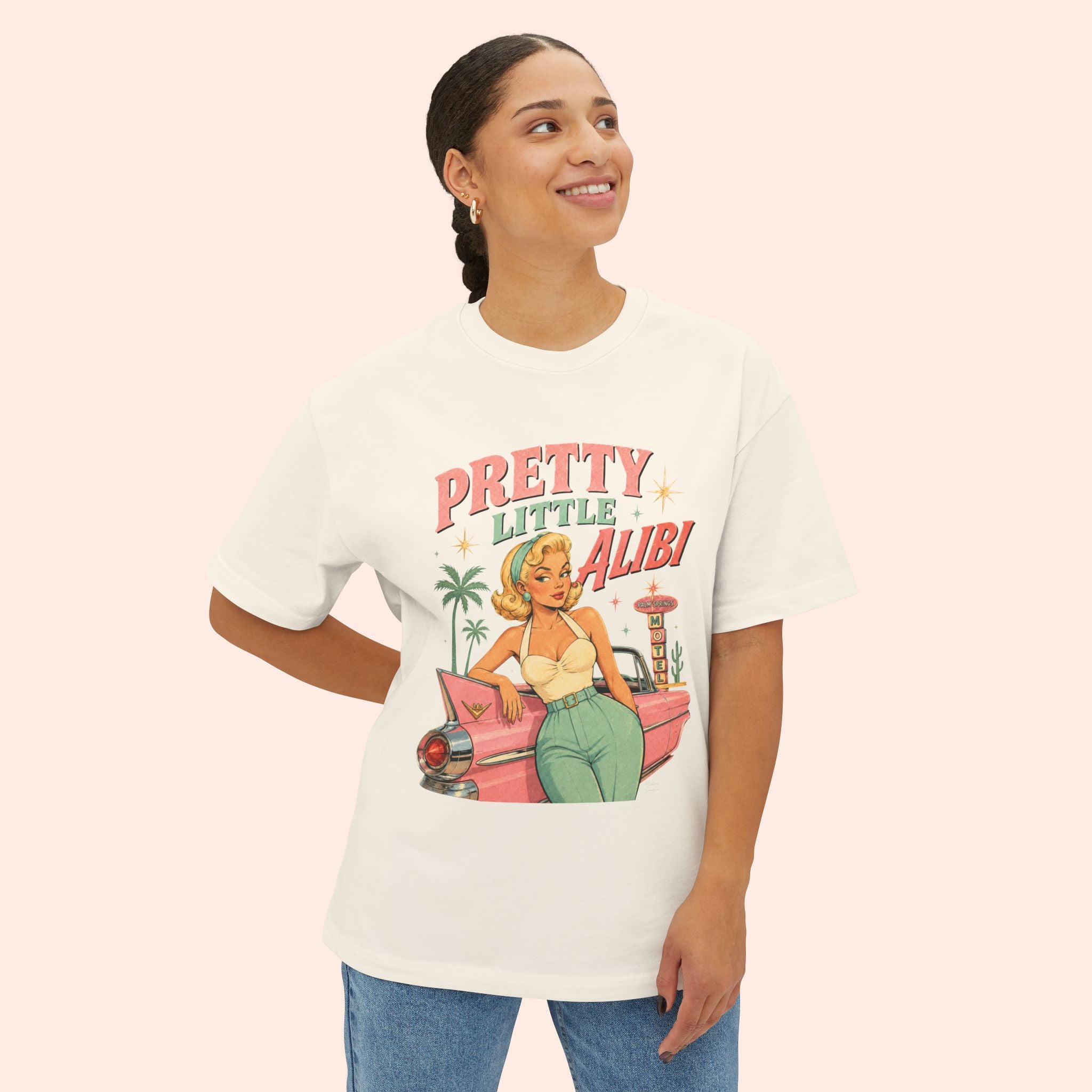 Pretty Little Alibi - Retro Pin Up Long Boxy T-Shirt
