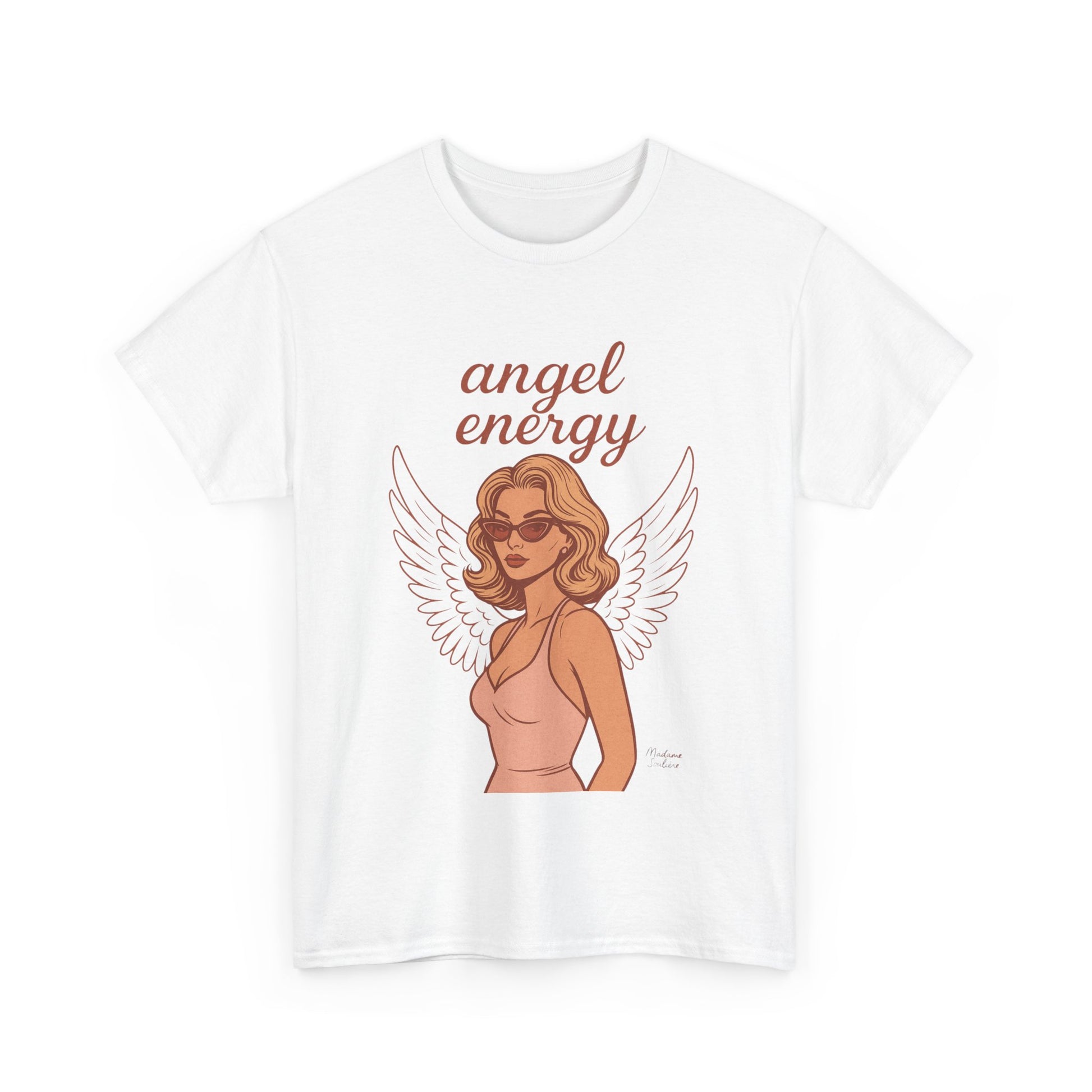 Angel Energy Unisex T-Shirt – Vintage Retro Graphic Tee, Spiritual Pin Up Shirt, Feminine Aesthetic Empowerment Top - Madame Soulière