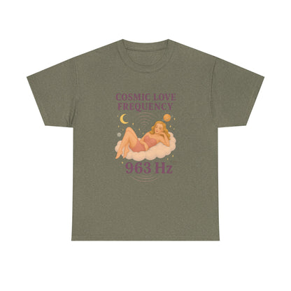 Cosmic Love Frequency 963 Hz Unisex T-Shirt – Retro Vintage Spiritual Graphic Tee, Angel Number Vibes, Feminine Pin Up Inspired Top - Madame Soulière