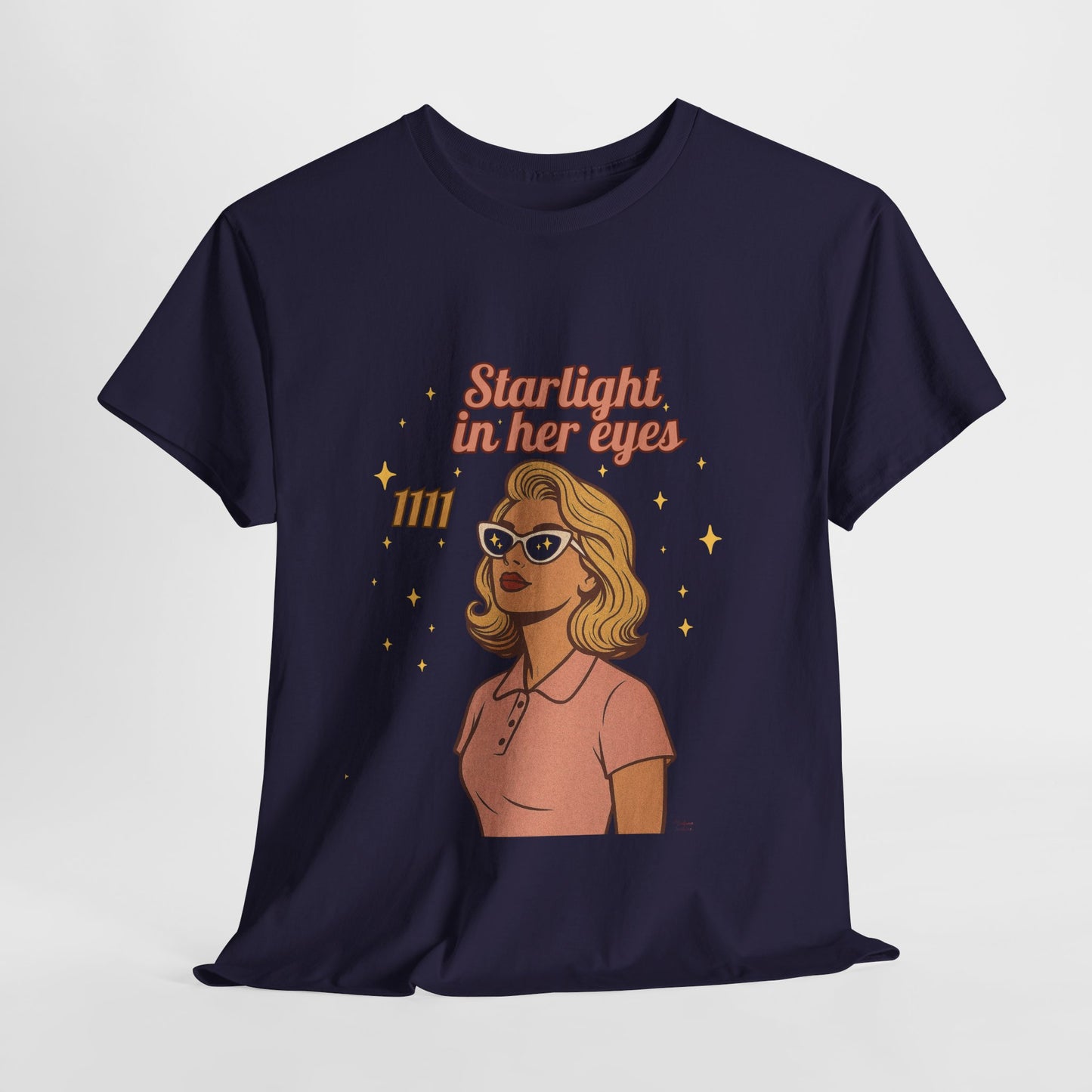 Starlight in Her Eyes – 1111 Angel Number Retro T-Shirt | Unisex Spiritual Vintage Tee - Madame Soulière