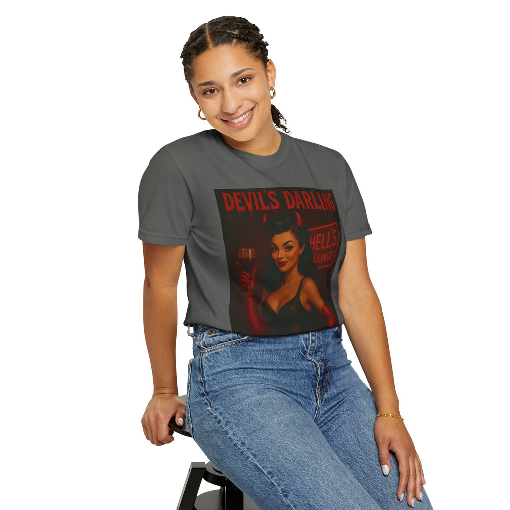 Devil’s Darling – Retro Pin-Up Devil Unisex T-Shirt