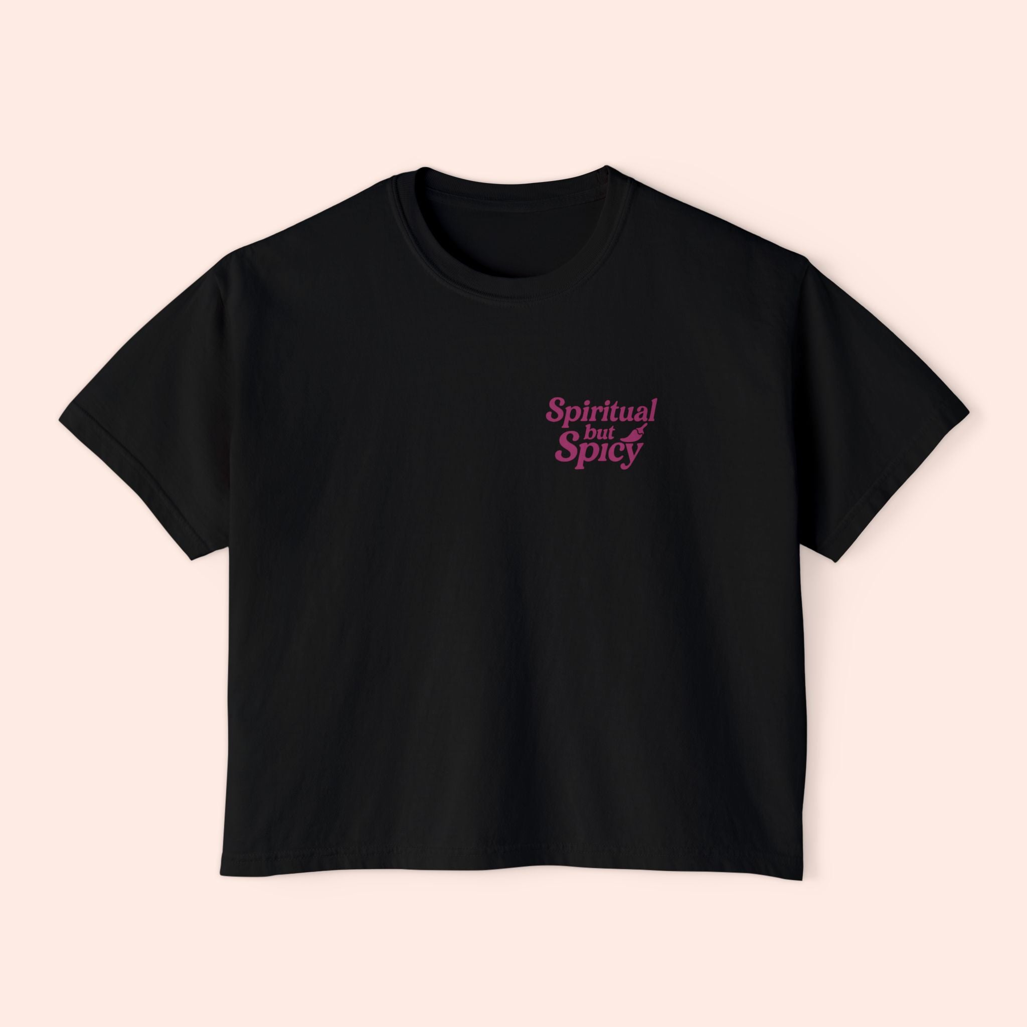Spiritual but Spicy – Retro Mini Print Boxy T-Shirt