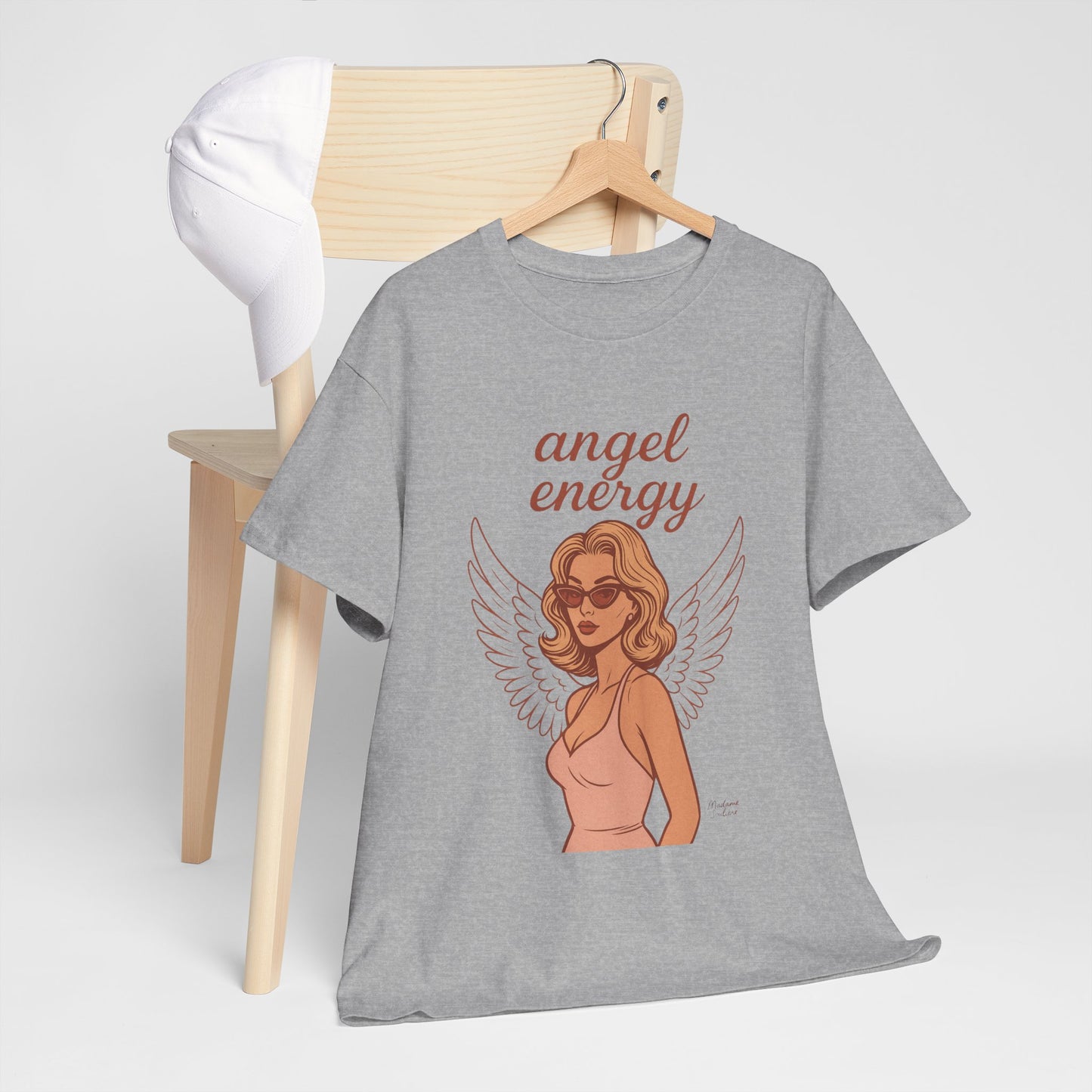 Angel Energy Unisex T-Shirt – Vintage Retro Graphic Tee, Spiritual Pin Up Shirt, Feminine Aesthetic Empowerment Top - Madame Soulière