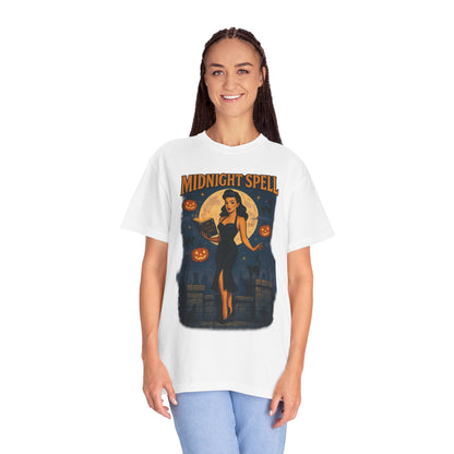 Midnight Spell Halloween Unisex T-Shirt – Retro Witch Graphic Tee, Vintage Spooky Horror Top, Scary Season Shirt - Madame Soulière