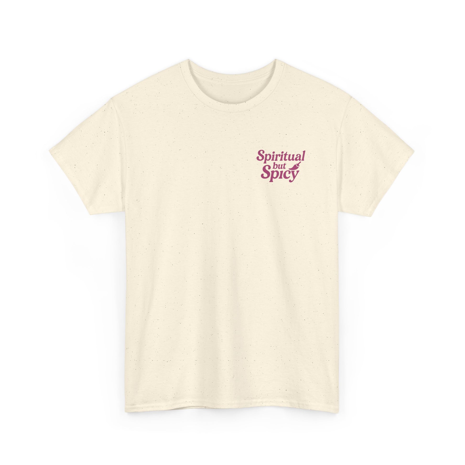 Spiritual but Spicy Unisex T-Shirt – Retro Mini Slogan Tee, Vintage Inspired Graphic Top, Feminine Statement Shirt - Madame Soulière