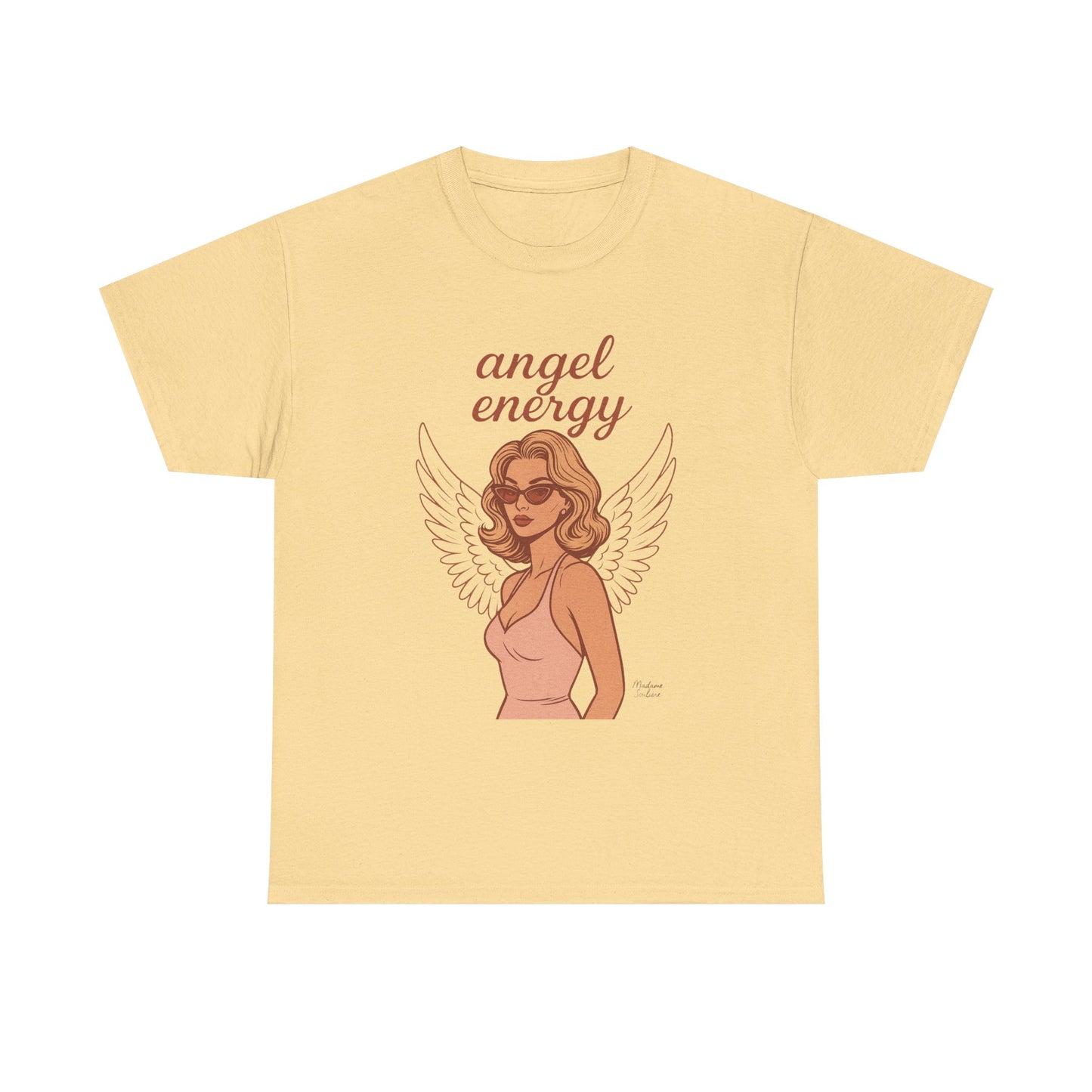 Angel Energy Unisex T-Shirt – Vintage Retro Graphic Tee, Spiritual Pin Up Shirt, Feminine Aesthetic Empowerment Top - Madame Soulière
