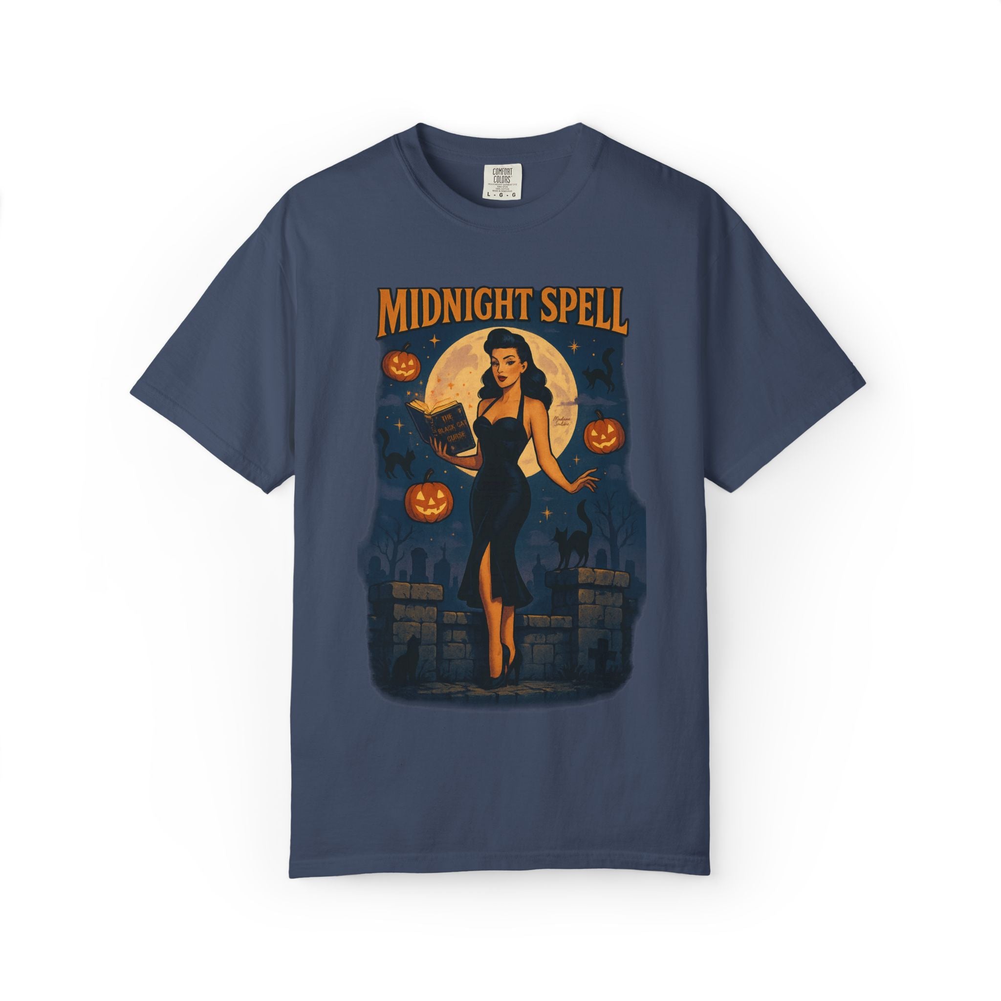 Midnight Spell – Retro Pin-Up Witch Unisex Halloween T-Shirt