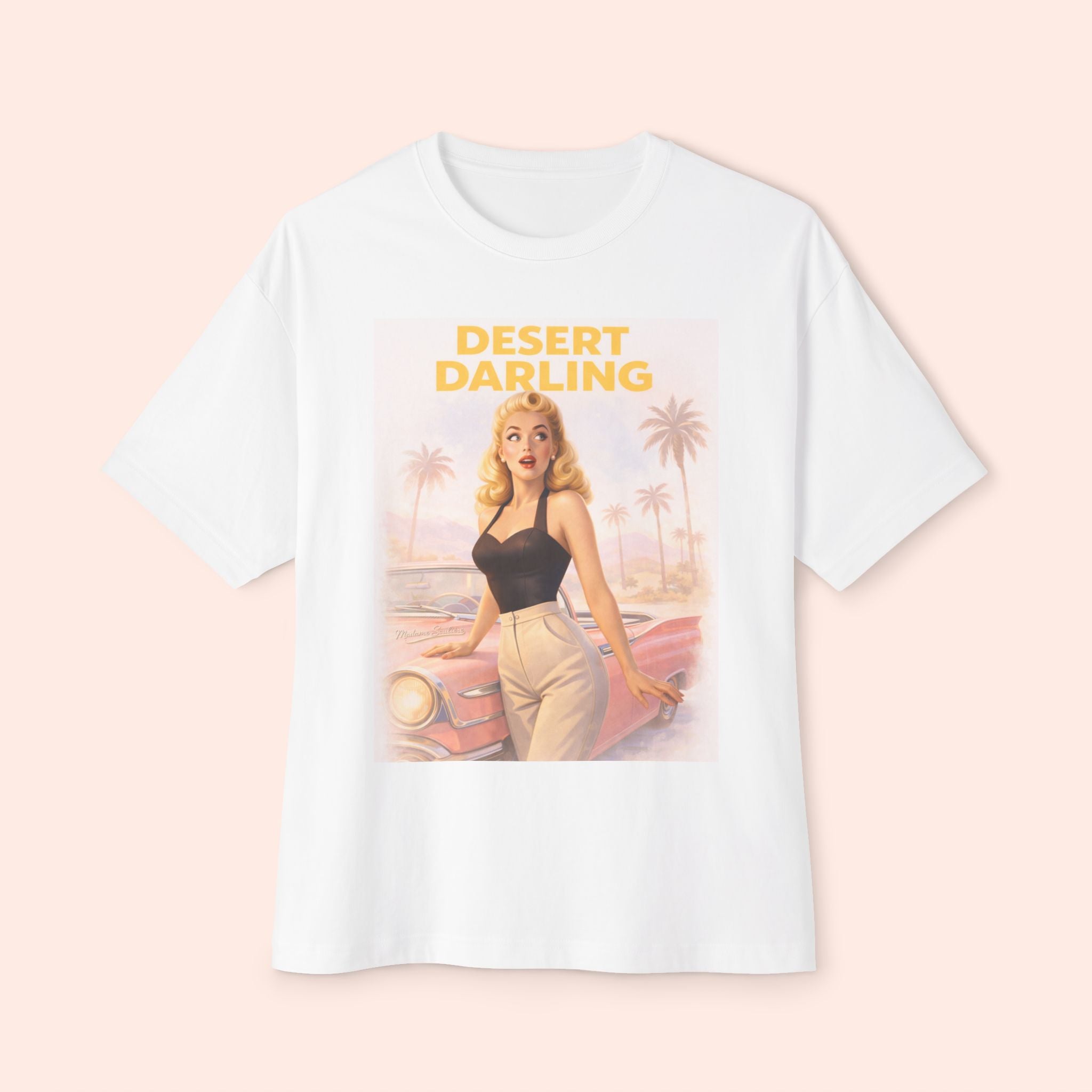 Desert Darling – Retro Pin-Up Graphic Long Boxy T-Shirt