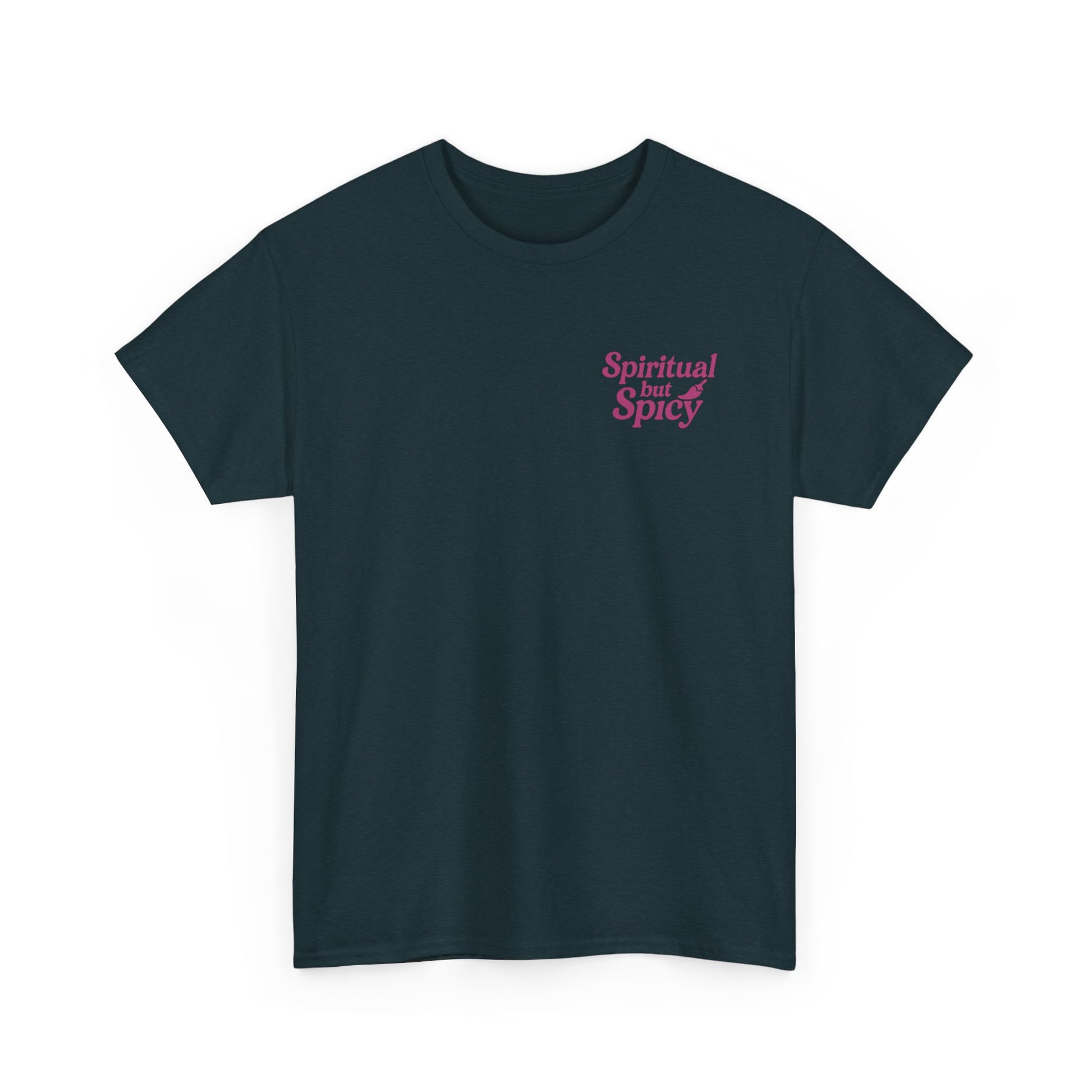 Spiritual but Spicy Unisex T-Shirt – Retro Mini Slogan Tee, Vintage Inspired Graphic Top, Feminine Statement Shirt - Madame Soulière