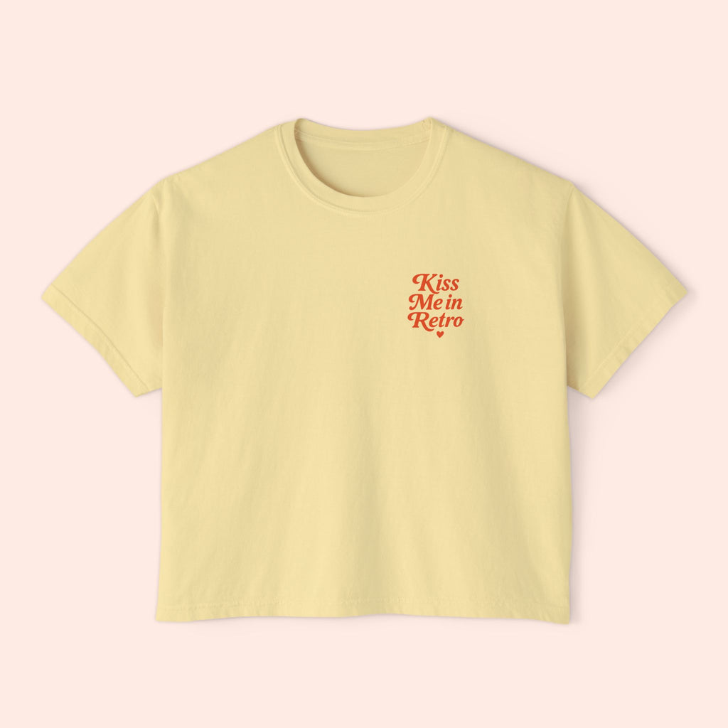 Kiss Me in Retro Graphic T-Shirt – Vintage Mini Motif Boxy T-Shirt