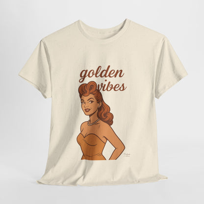 Golden Vibes – Retro Pin-Up Graphic Tee | Unisex Vintage Aesthetic T-Shirt - Madame Soulière