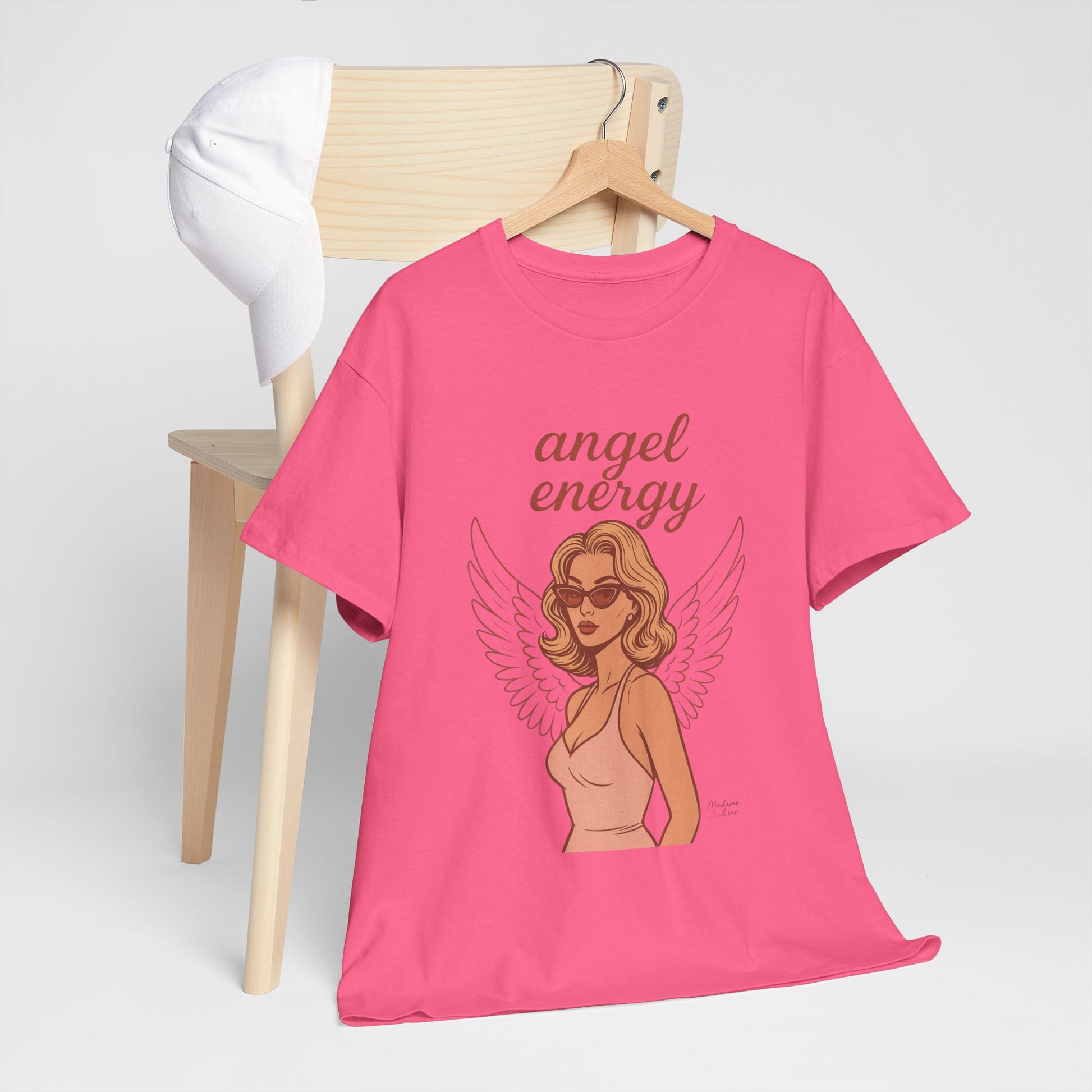 Angel Energy Unisex T-Shirt – Vintage Retro Graphic Tee, Spiritual Pin Up Shirt, Feminine Aesthetic Empowerment Top - Madame Soulière