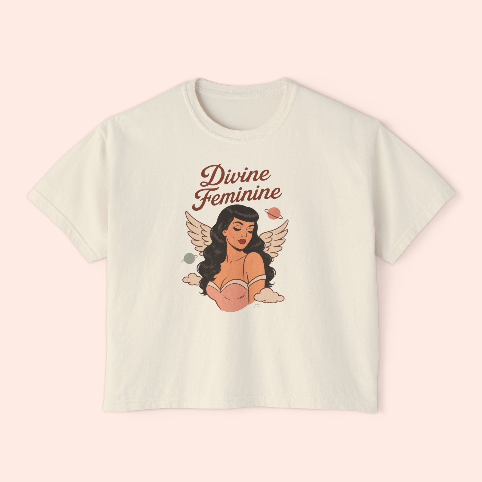 Divine Feminine - Retro Pin Up Celestial Graphic Boxy T-Shirt