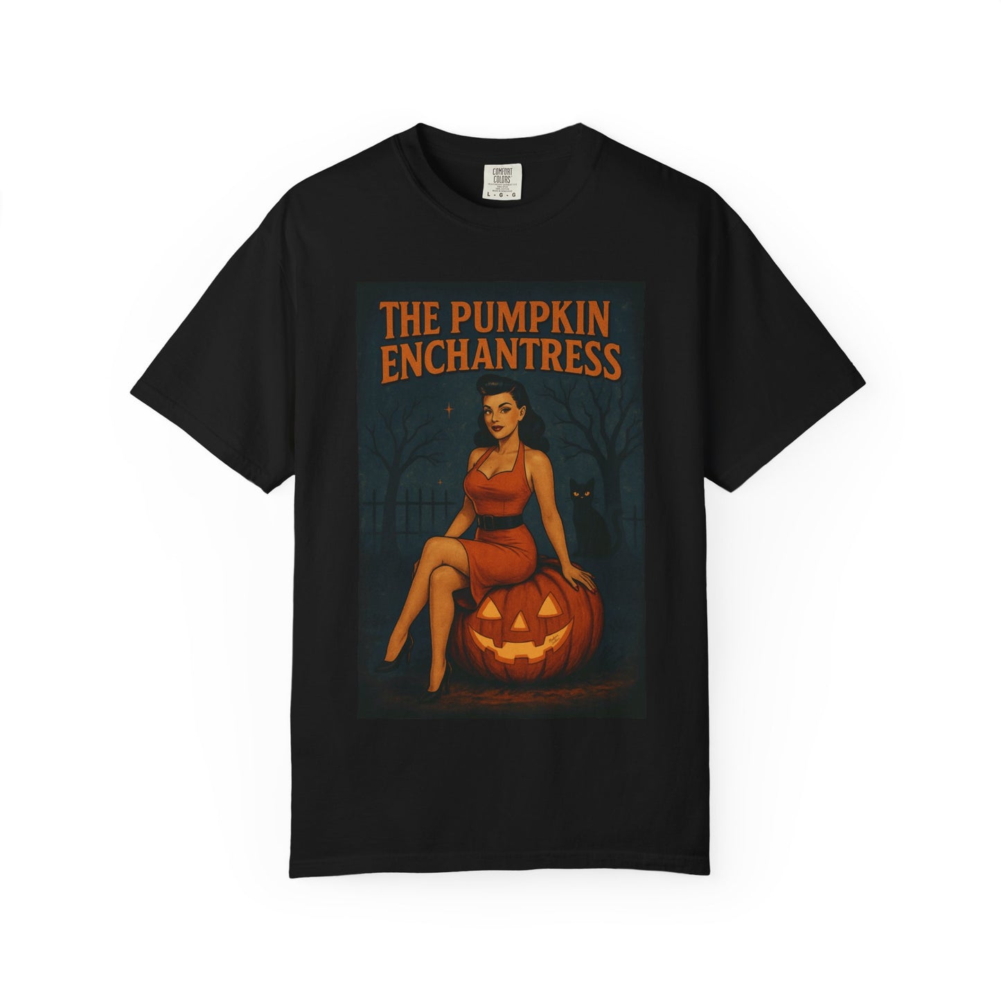 The Pumpkin Enchantress Halloween Unisex T-Shirt – Retro Witch Graphic Tee, Vintage Pumpkin Horror Top, Spooky Unisex Scary Season Shirt - Madame Soulière