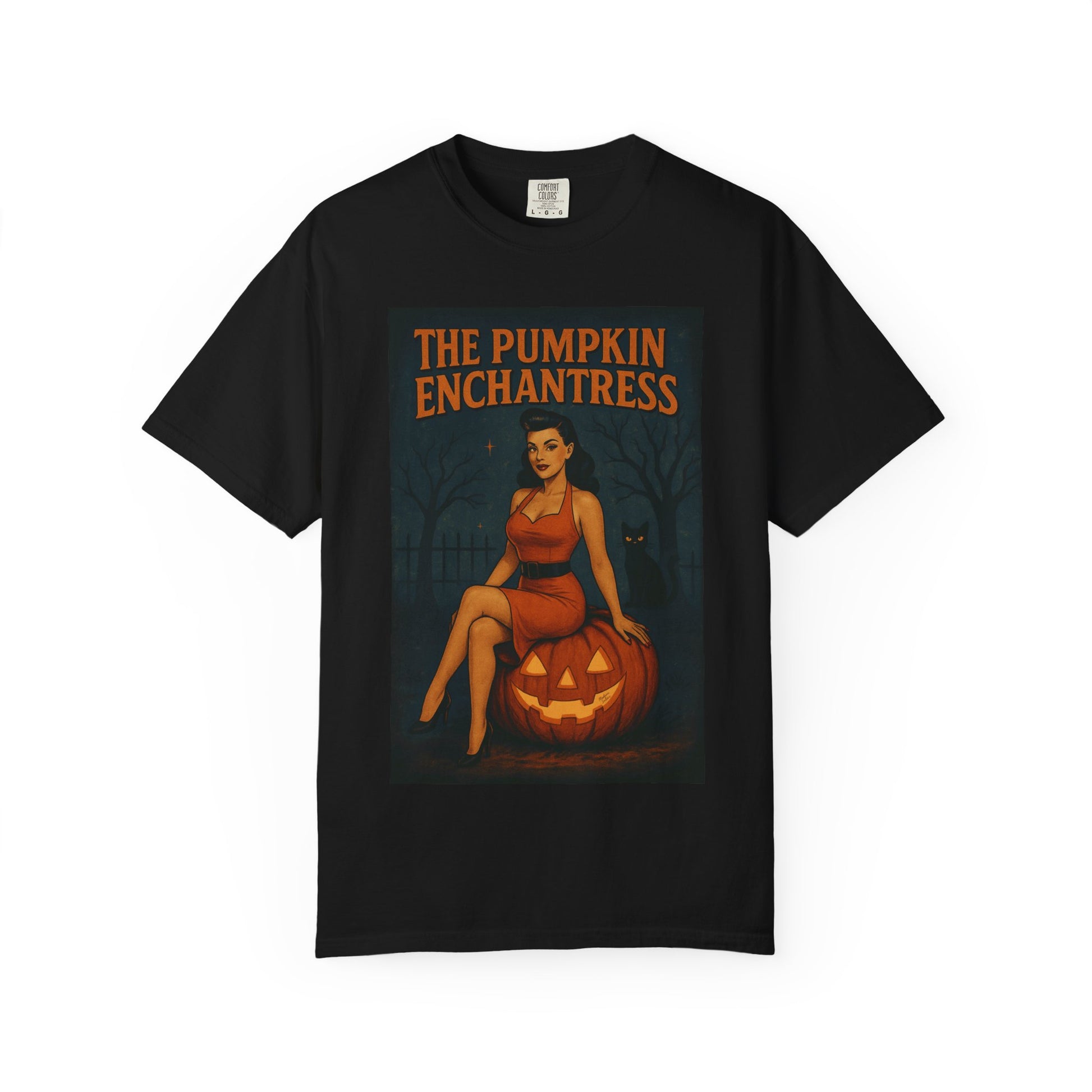 The Pumpkin Enchantress Halloween Unisex T-Shirt – Retro Witch Graphic Tee, Vintage Pumpkin Horror Top, Spooky Unisex Scary Season Shirt - Madame Soulière