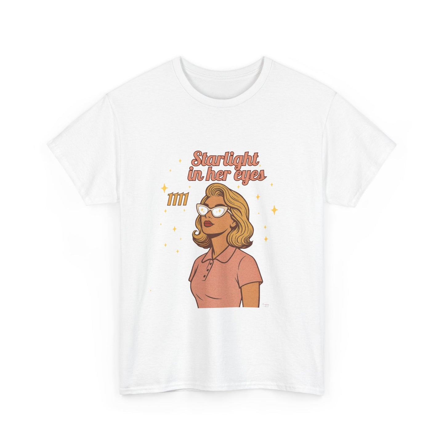 Starlight in Her Eyes – 1111 Angel Number Retro T-Shirt | Unisex Spiritual Vintage Tee - Madame Soulière