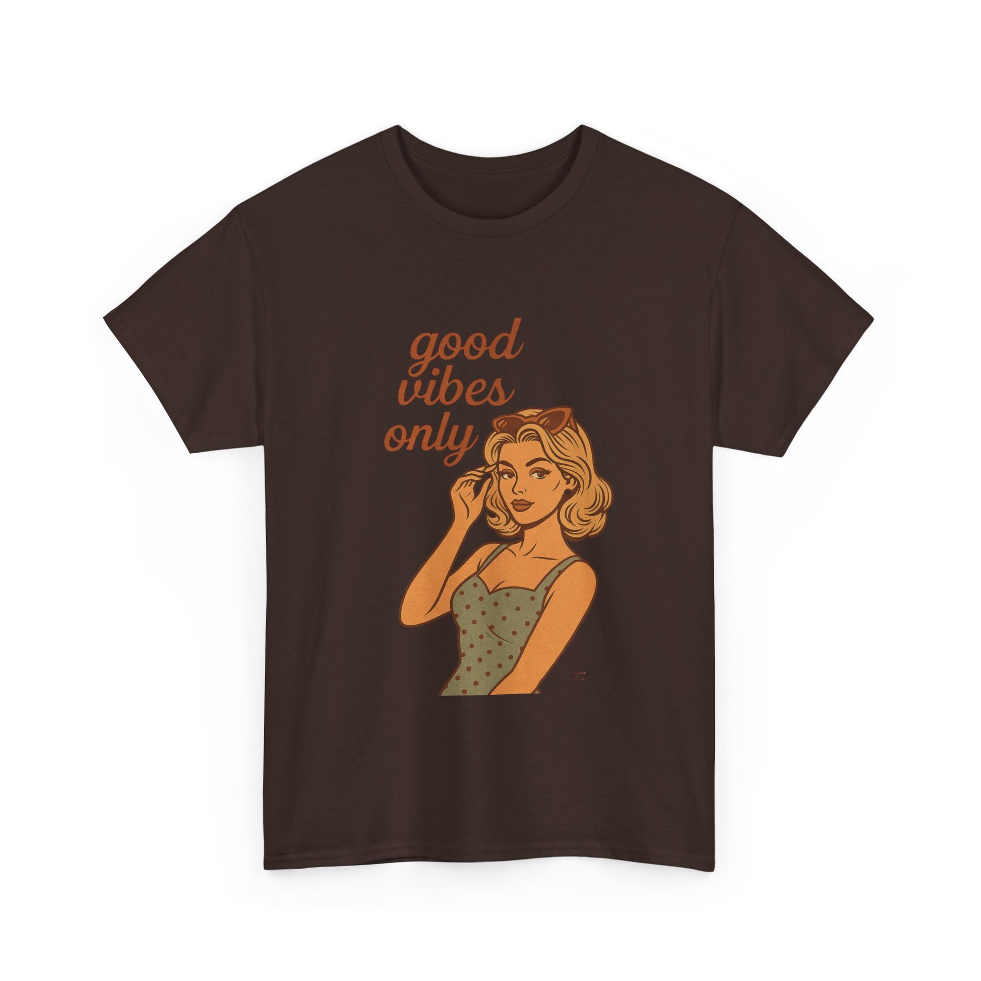 Retro Graphic Unisex T-Shirt – Good Vibes Only Vintage Pin Up Tee, 50s Inspired Feminine Empowerment Top, Spiritual Positive Energy Shirt - Madame Soulière