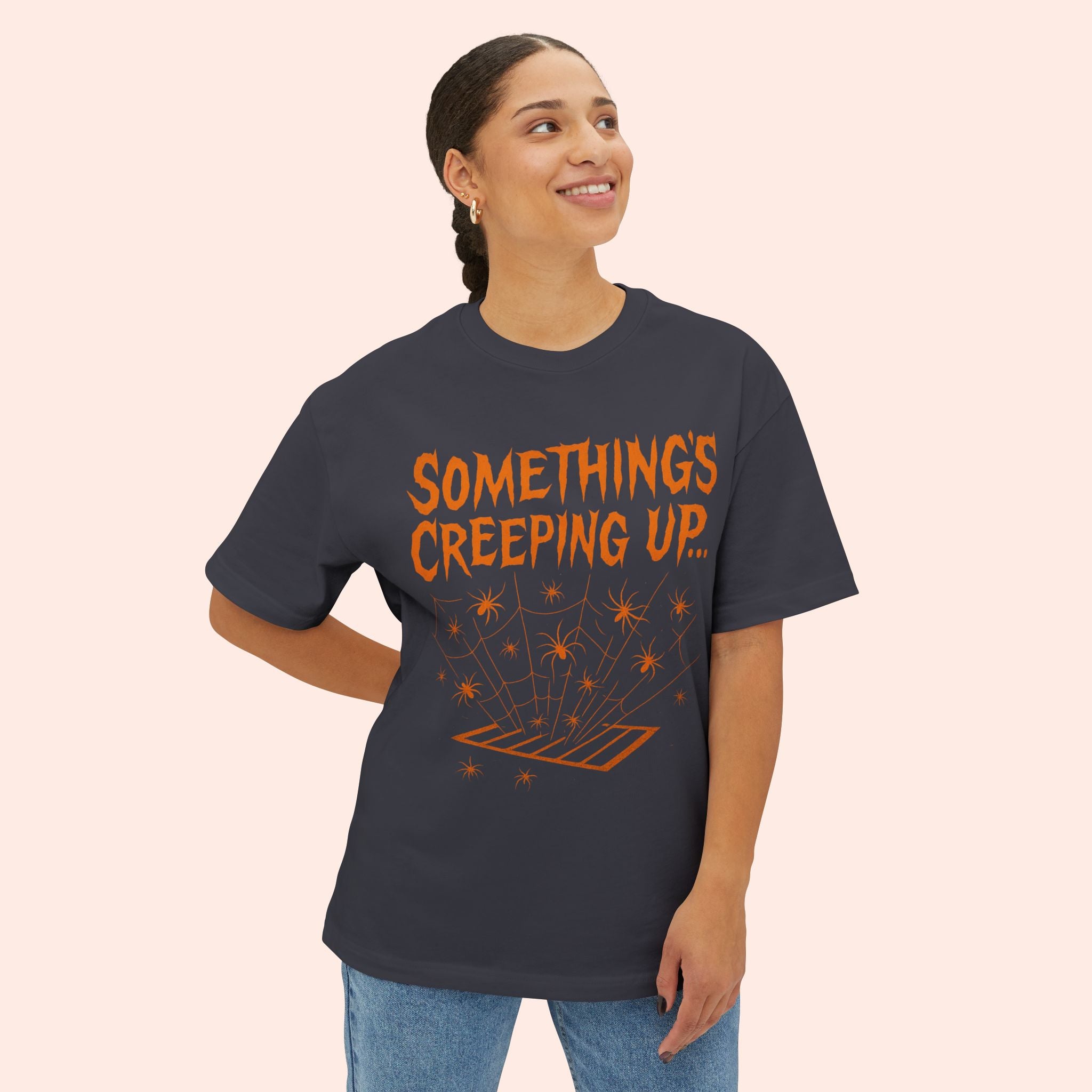 Something’s Creeping Up… – Vintage Horror Long Boxy T-Shirt
