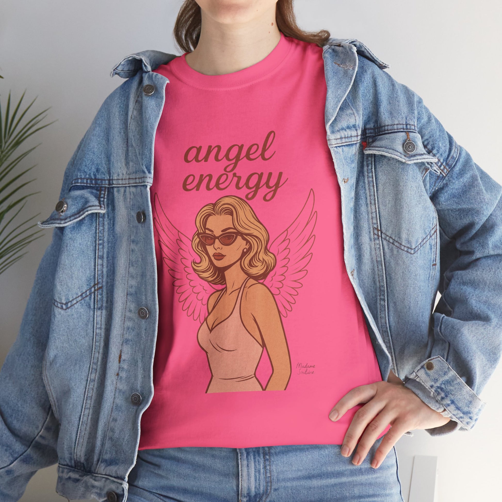 Angel Energy Unisex T-Shirt – Vintage Retro Graphic Tee, Spiritual Pin Up Shirt, Feminine Aesthetic Empowerment Top - Madame Soulière