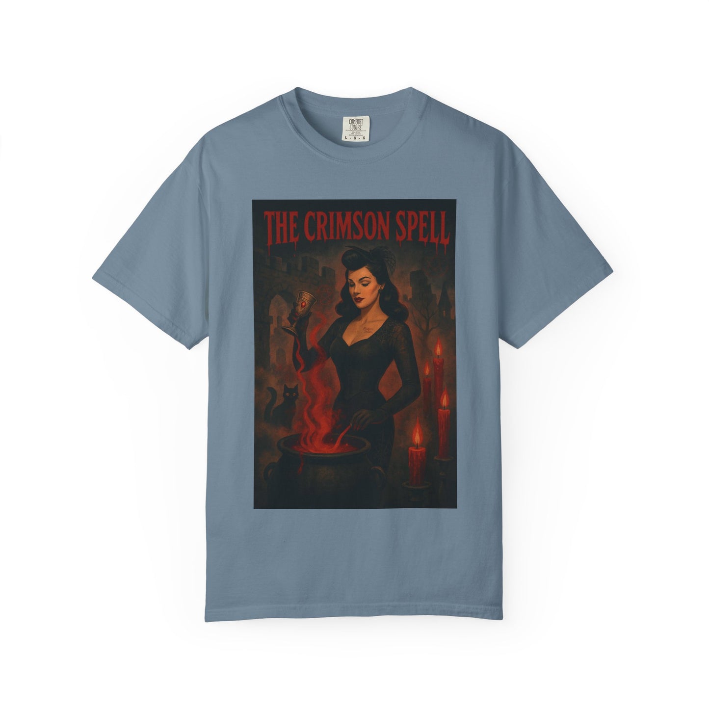 The Crimson Spell Halloween Unisex T-Shirt – Retro Witch Graphic Tee, Vintage Horror Spooky Top,  Scary Season Shirt - Madame Soulière