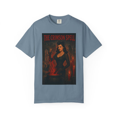 The Crimson Spell Halloween Unisex T-Shirt – Retro Witch Graphic Tee, Vintage Horror Spooky Top,  Scary Season Shirt - Madame Soulière