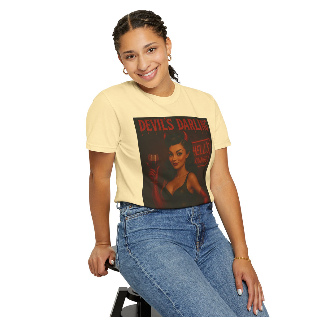 Devil’s Darling – Retro Pin-Up Devil Unisex T-Shirt