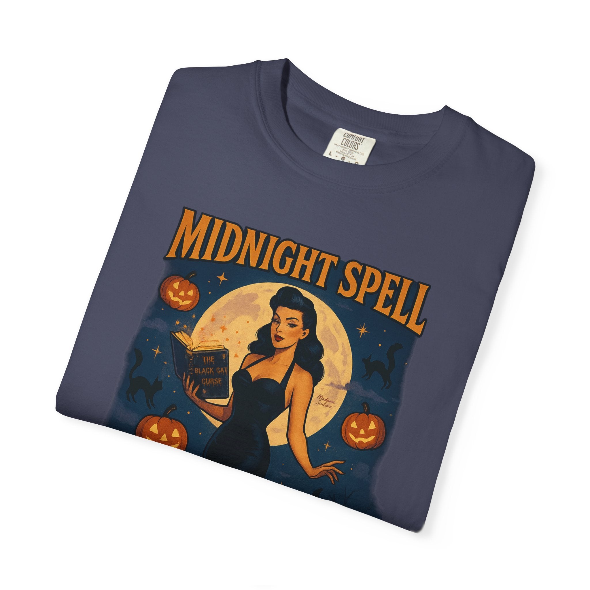 Midnight Spell – Retro Pin-Up Witch Unisex Halloween T-Shirt