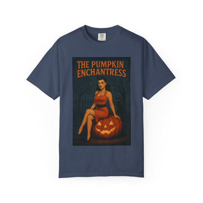 The Pumpkin Enchantress Halloween Unisex T-Shirt – Retro Witch Graphic Tee, Vintage Pumpkin Horror Top, Spooky Unisex Scary Season Shirt - Madame Soulière