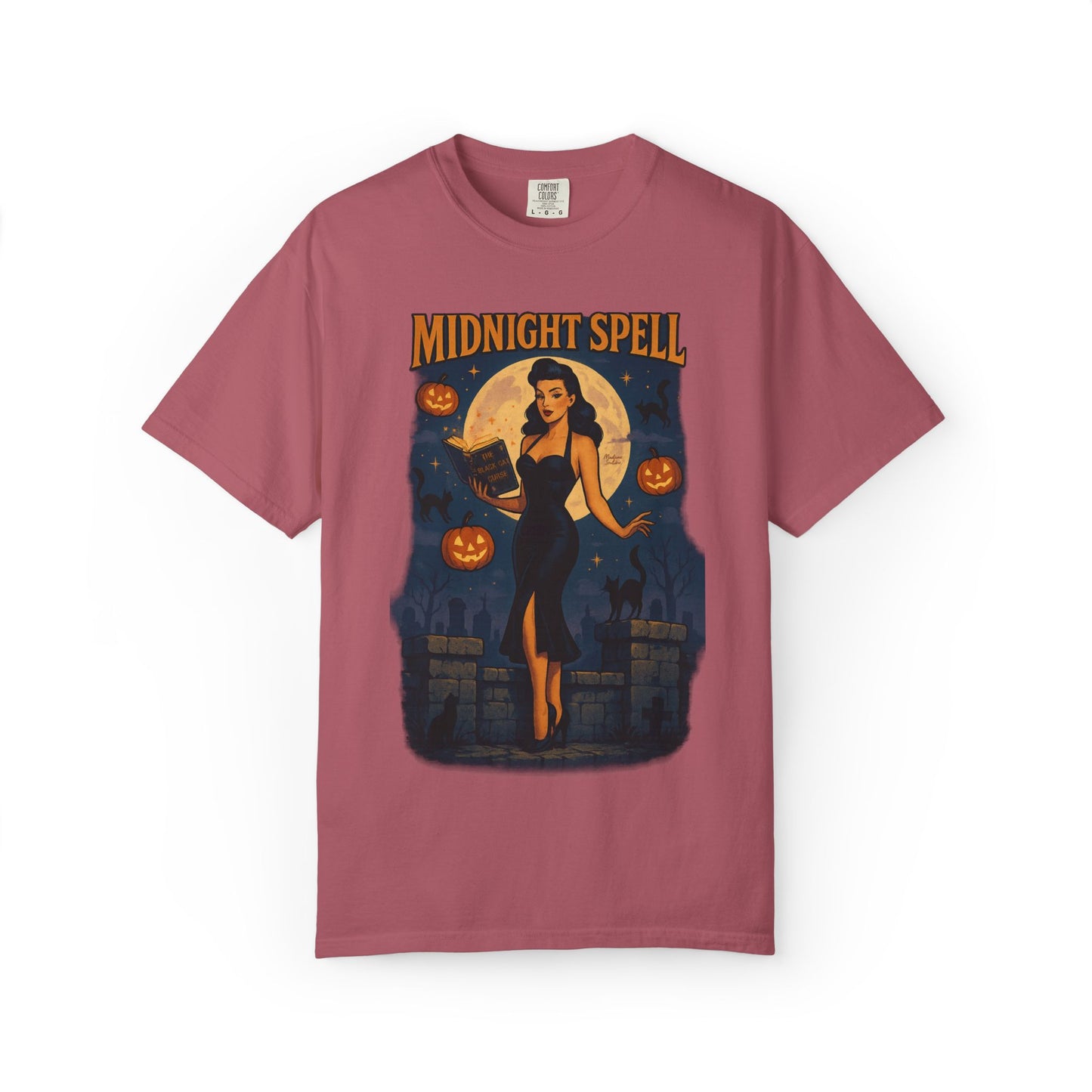 Midnight Spell Halloween Unisex T-Shirt – Retro Witch Graphic Tee, Vintage Spooky Horror Top, Scary Season Shirt - Madame Soulière