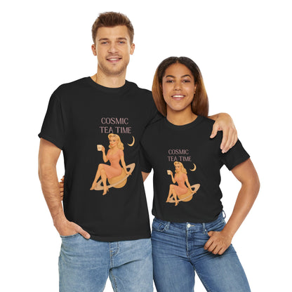 Cosmic Tea Time 111 Unisex T-Shirt – Retro Vintage Graphic Tee, Angel Number Shirt, Spiritual Pin Up Top, Unisex Cosmic Vibes Tee - Madame Soulière