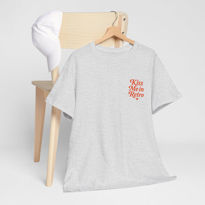 Retro Mini Slogan Unisex T-Shirt – Kiss Me in Retro Graphic Tee, Vintage Pin Up Inspired Top, 50s Rockabilly Style, Feminine Retro Statement Shirt - Madame Soulière