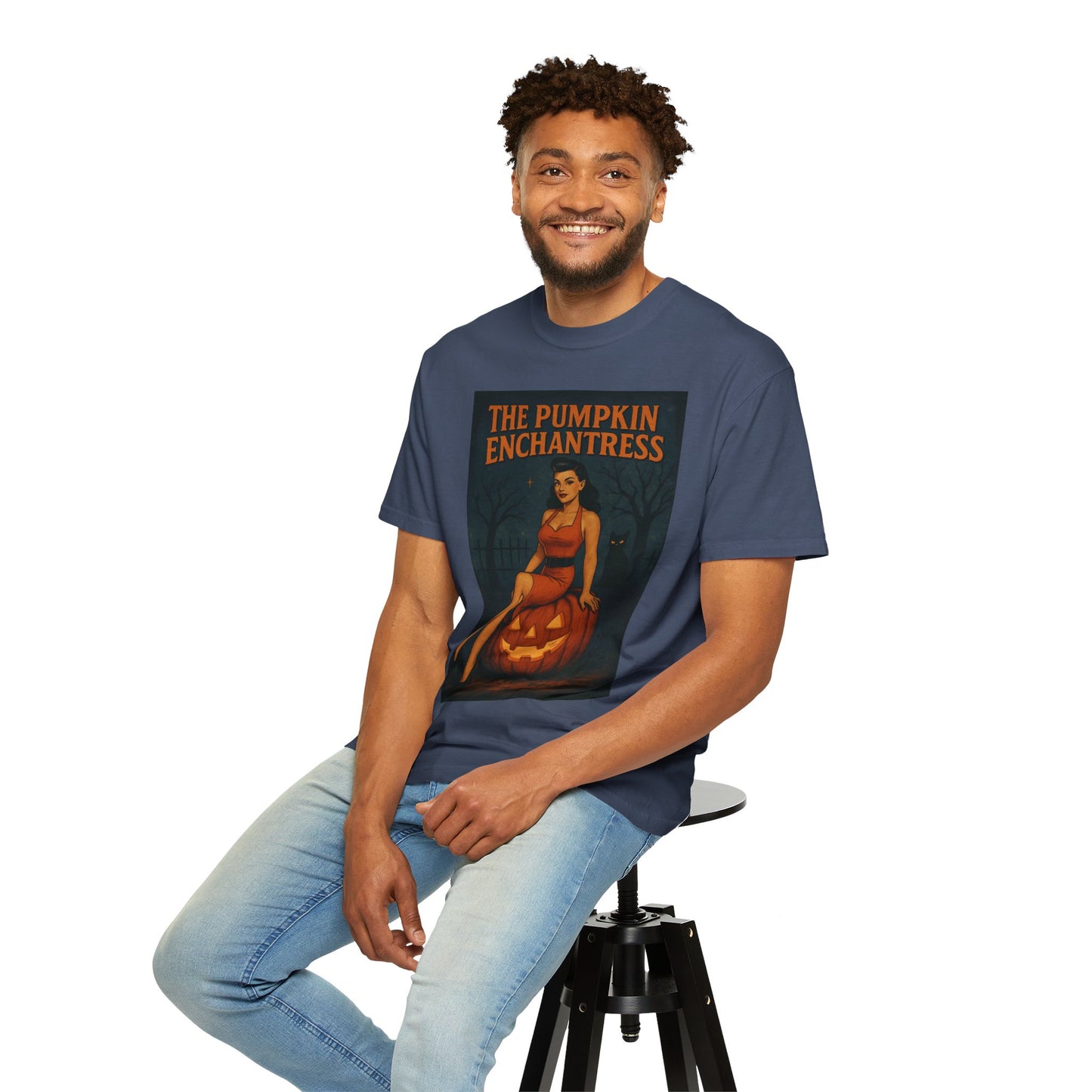 The Pumpkin Enchantress Halloween Unisex T-Shirt – Retro Witch Graphic Tee, Vintage Pumpkin Horror Top, Spooky Unisex Scary Season Shirt - Madame Soulière