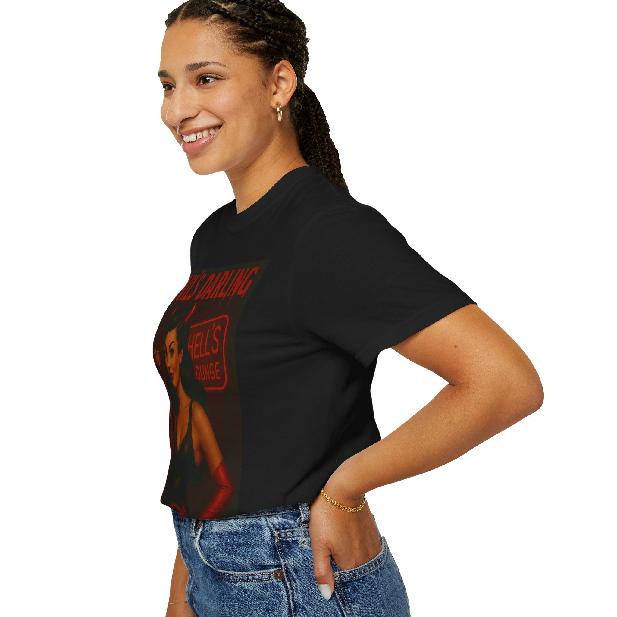 Devil’s Darling – Retro Pin-Up Devil Unisex T-Shirt